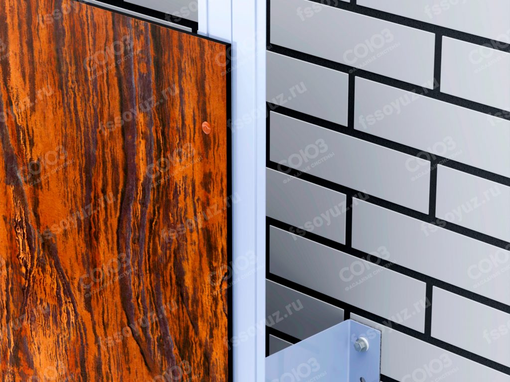 Крепление HPL-панелей при помощи заклепок с широким бортиком