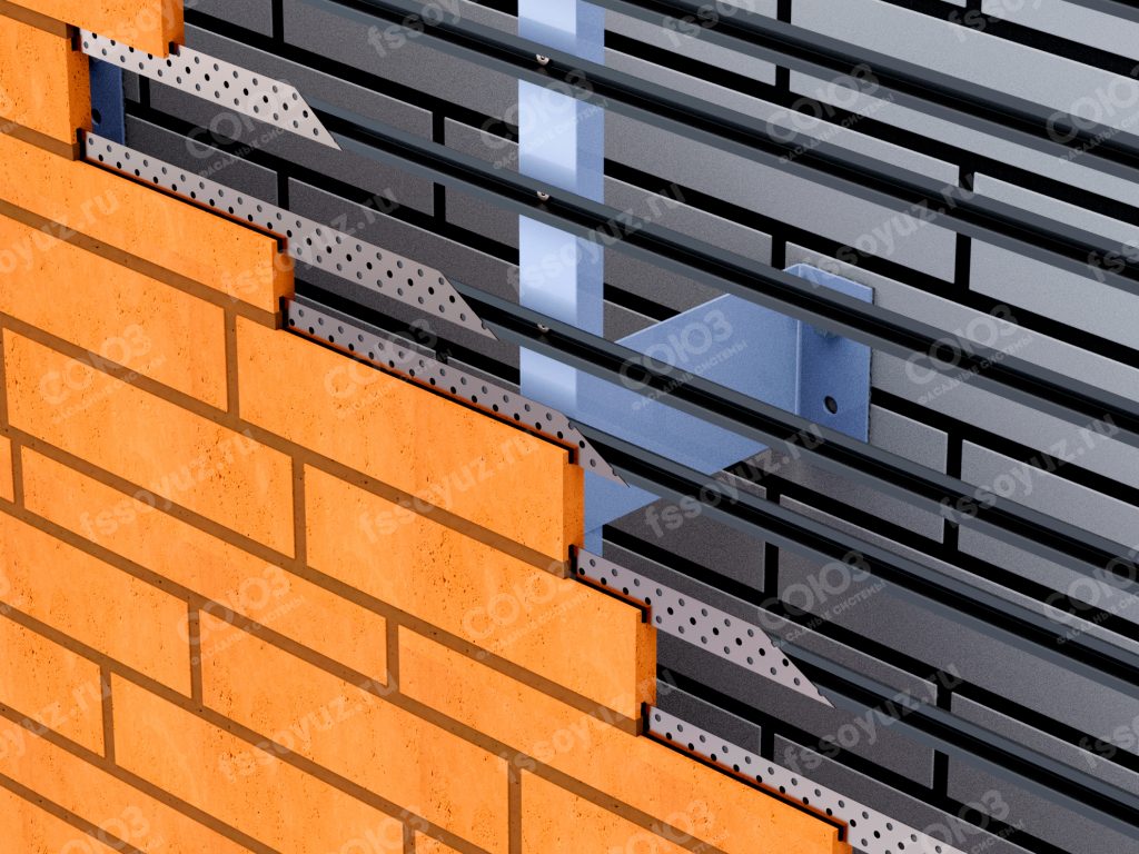 Крепление клинкерной плитки на горизонтальные направляющие